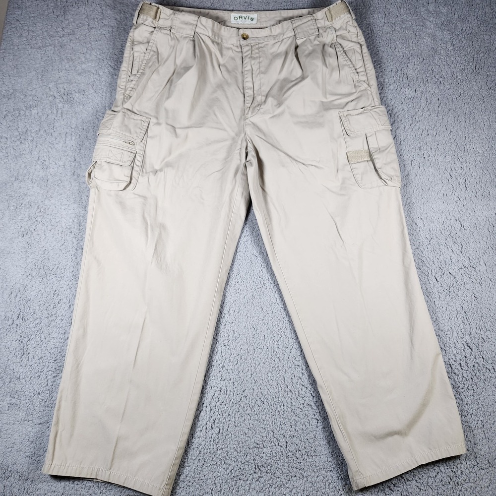 Orvis Khaki Cargo Pants Tan Cotton Size 40 Mens Baggy